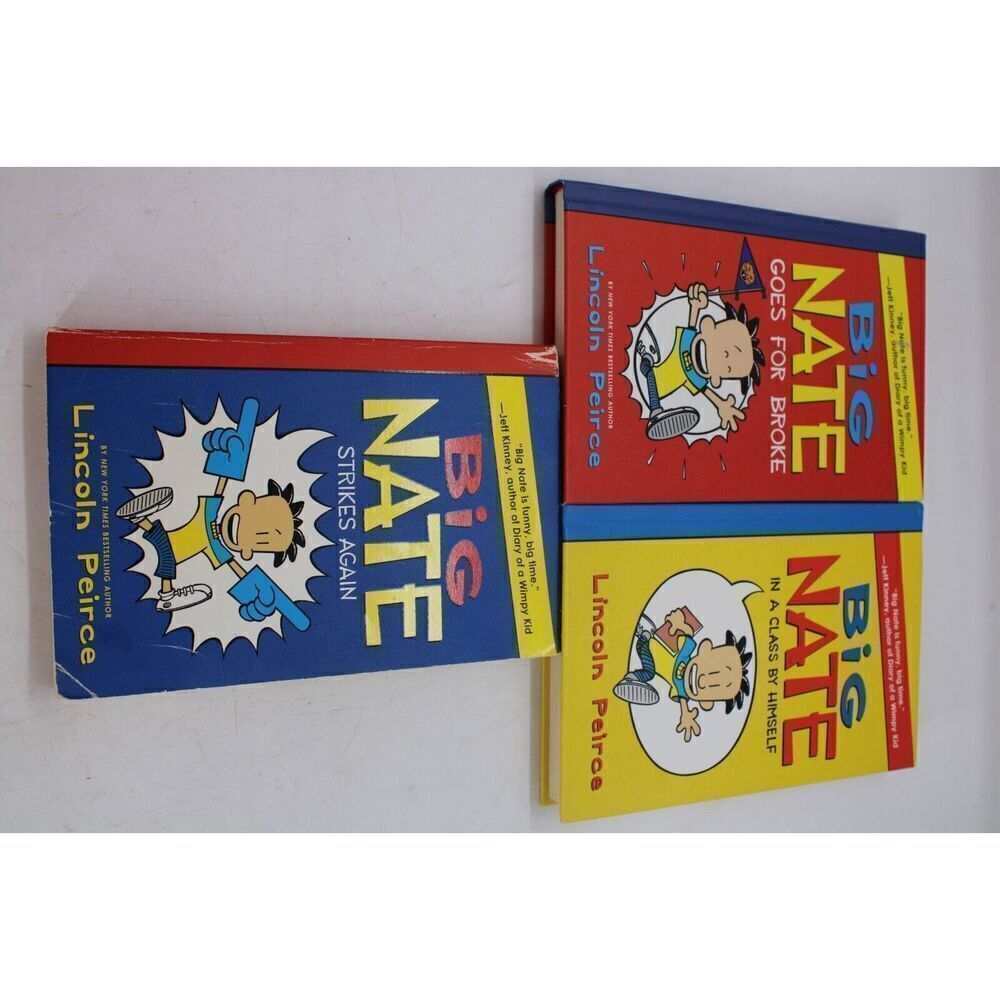 BIG NATE - Lot of  3 books Lincoln Peirce Goes For Broke Strikes Again Class